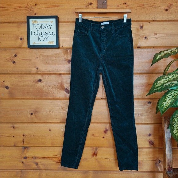 LOFT Pants - LOFT Curvy Velvet Skinny Pants Dark Green Ankle Trousers Stretch Sz 4(30") x 28"